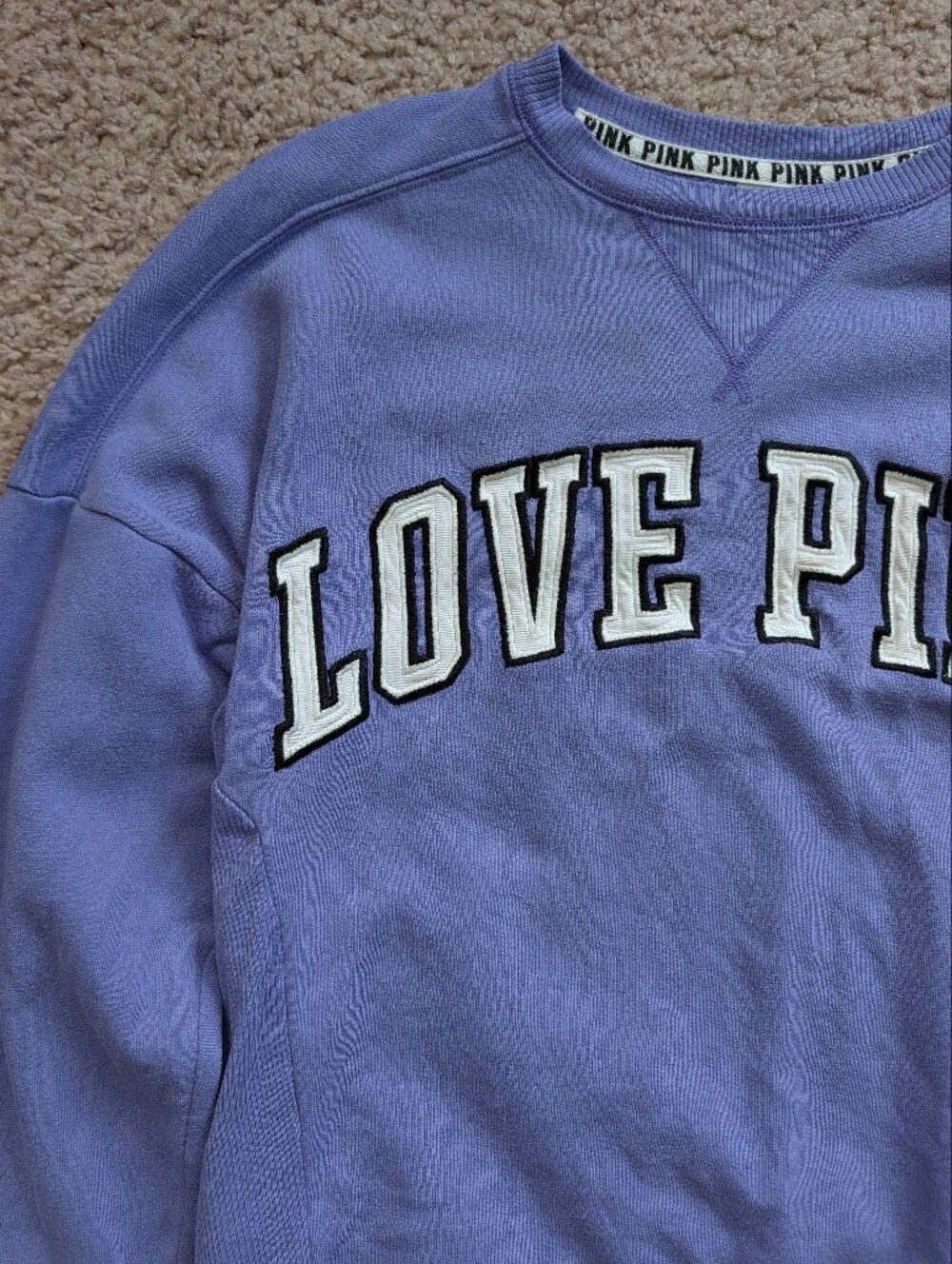 PINK Victoria's Secret Womens Lavender Purple LOVE PINK Crewneck Sweatshirt XS - Picture 8 of 11